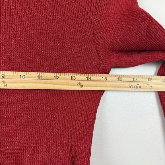 Free People Revolve French Girl Dress M Red Sparkle Knit Holiday Christmas Belt - Picture 8 of 12